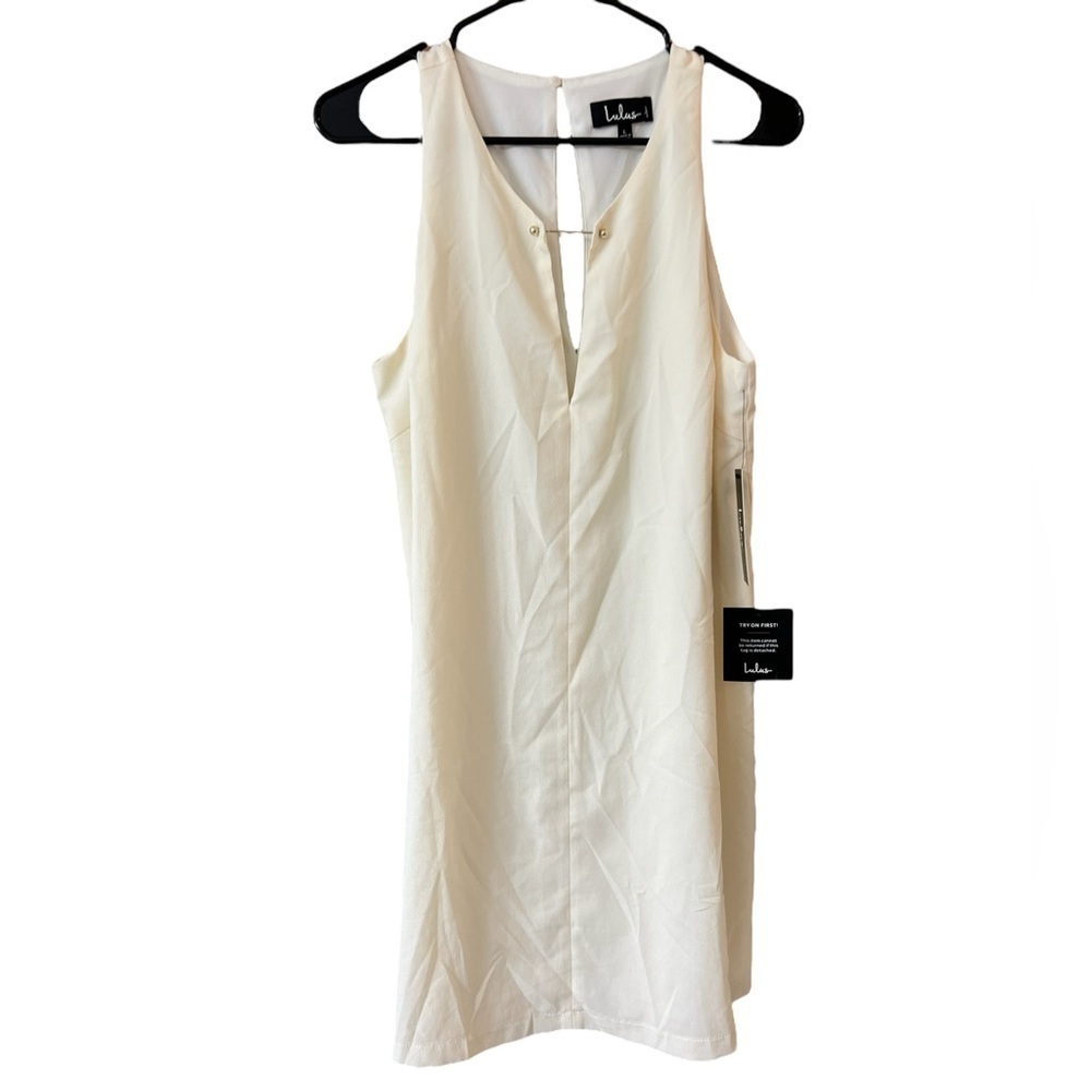 NWT Lulus Womens Cream White Near or Bar Sleeveless Mini Dress